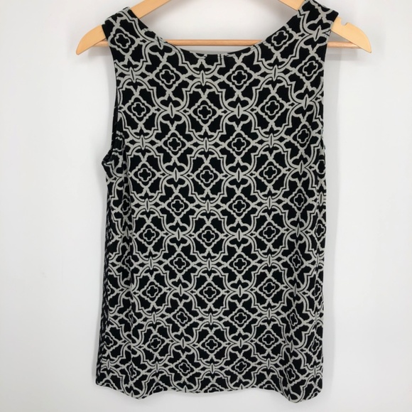 Chicos Travelers Womens Tank Top Size Medium 8 Layering Slinky Knit Black White - Picture 4 of 8